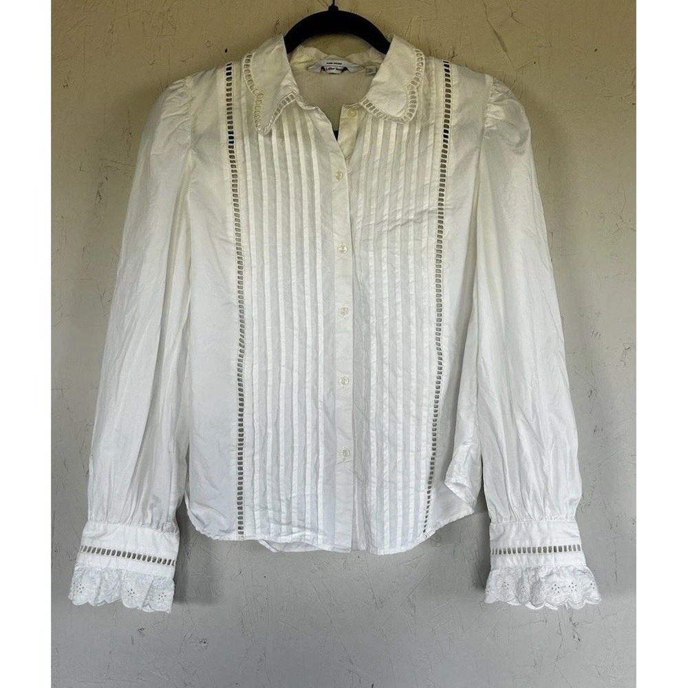 Paris Atelier & Other Stories Eyelet Embroidered White Top Blouse US 4
